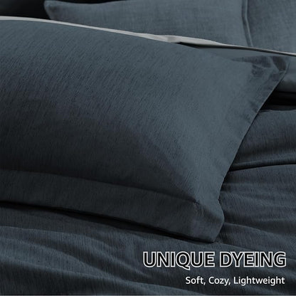 Monbix Twin XL Comforter Set Navy Blue, Cationic Dyeing Bedding Set Reversible - Image 6