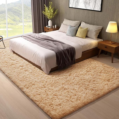 Ophanie 8x10 Beige Area Rugs for Living Room, Large Shag Bedroom Carpet - Image 3