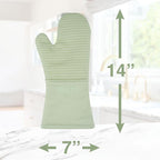 Extra Long Silicone Oven Mitts Heat Resistant 500 Degrees, 1 Pack, 14"x7" Fennel, All-Clad Kitchen Textiles