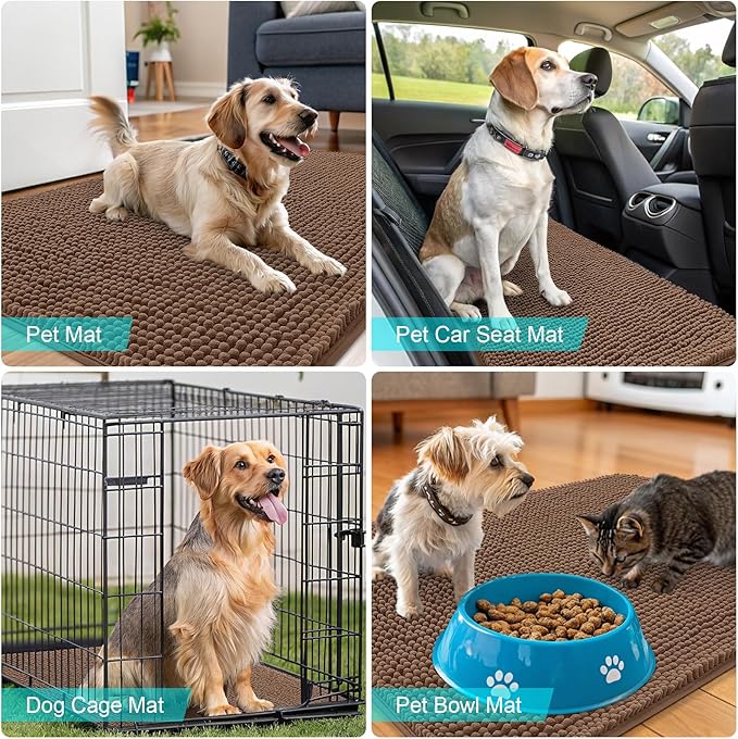 OLANLY Dog Door Mat for Muddy Paws 40x32, Super Absorbent Chenille Mud Mat | - Image 7