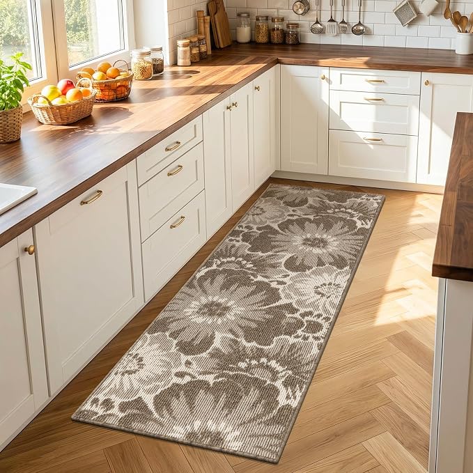 Findosom Hallway Runner Rug 2x8, Non Slip High-Low Textured Floral Washable - Image 6