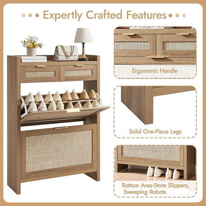 HOKYHOKY Rattan Shoe Storage Cabinet - Image 7