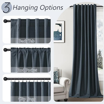 100% Blackout Linen Curtains 63 Inch Length 2 Panels Set - Image 6