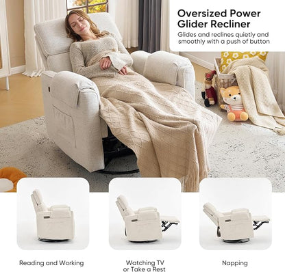 24" Extra Wide Swivel Rocker Recliner Chair - Image 4