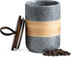 Airtight Coffee Storage Container Jar with Lid, Ceramic Kitchen Food Storage Jars for Spice Sugar Cookie, Coffee Bean Stackable Decorative Jars for Housewarming, Grey & 28oz