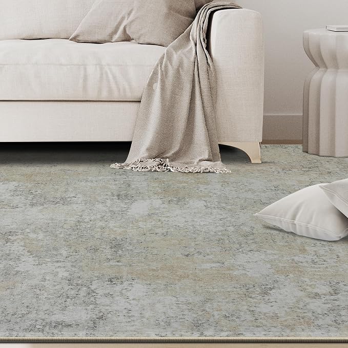 5x7 Area Rugs for Living Room Washable Bedroom Dining Room Beige Grey | Modern - Image 9