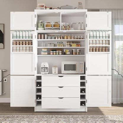 VilroCaz 80.1'' Tall Freestanding Kitchen Pantry Storage Cabinet Cupboard - Image 3