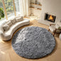 Grey Round Rugs 7ft for Living Room, Fluffy Bedroom Circle Area Rug, Soft Plush by ONASAR