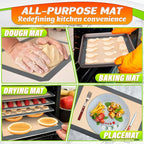 3 Pcs Silicone Baking Mat - Non-Stick Silicone Baking Mats Cookie Sheet with Reinforced Edges, Dishwasher Safe, Heat-Resistant - Uniform Heating & Easy Baking for Macarons, Cookie Dough, Roasts, Pizza