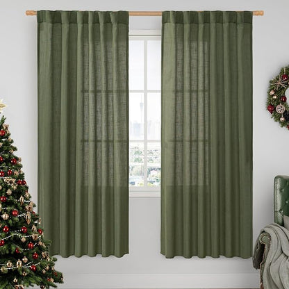 Light Filtering Linen Curtains 78 inch by LAMIT