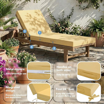L'AGRATY Outdoor Lounge Chaise Cushion: 72x21x3 Inch Waterproof Lounge Chair - Image 4