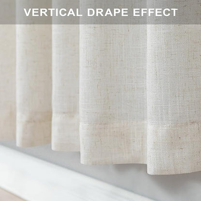 Cream Linen Cafe Curtains 30 Inch Length - Image 9