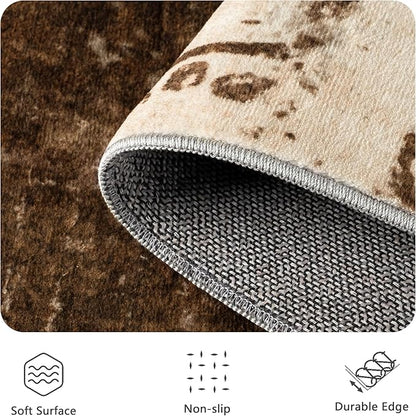 5x7 Area Rugs - Modern Abstract Washable Rug, Ultra Soft Non Slip Low Pile - Image 5