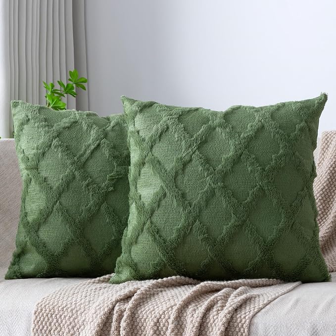 Set of 2 Soft Moroccan Throw Pillow Covers 22x22 Inch Plush Boho Decorative by Cozoomy
