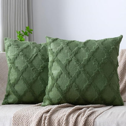 Set of 2 Soft Moroccan Throw Pillow Covers 18x18 Inch Plush Boho Decorative by Cozoomy