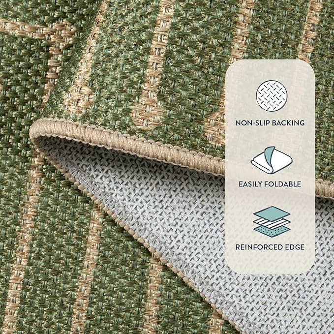 Lahome Green 3x5 Outdoor Rug for Entryway, Rhombus Easy Jute Frotn Porch Rug | - Image 4