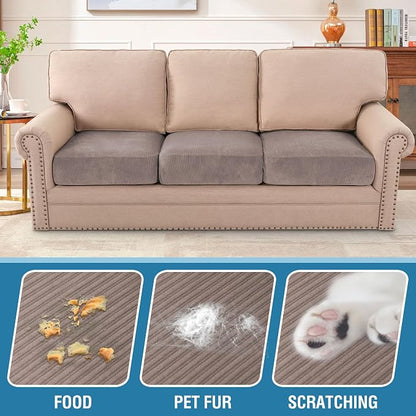 H.VERSAILTEX Velvet Stretch Couch Cushion Cover Plush Cushion Slipcover - Image 3