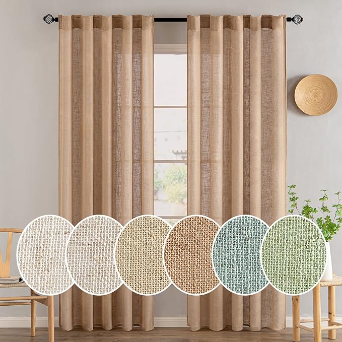 MIULEE Brown Linen Curtains 37x84 Inch Long by MIULEE