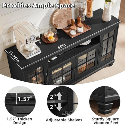 SAVOR LIFE Large Black Sideboard Buffet Cabinet - Image 6