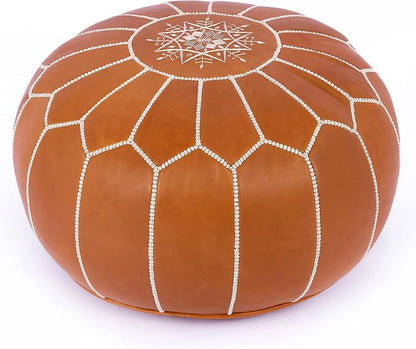 Marrakesh Gallery Genuine Leather Round Pouf Unstuffed by MarrakeshGallery