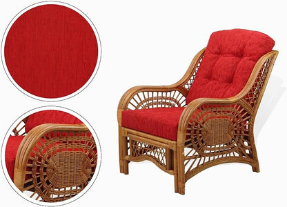 Malibu Lounge Set of 4: 2 Natural Rattan Wicker Chairs, Three-Seater Sofa - Image 6