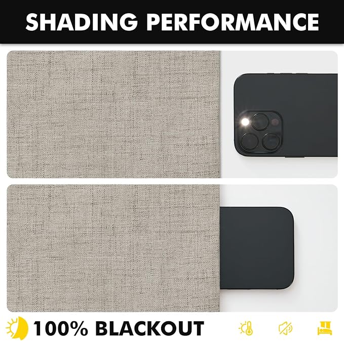 MIULEE 100% Blackout Linen Curtains 42 x 72 Inch Pebble Taupe 2 Panels | - Image 7