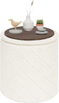 PINPLUS Ottoman with Stroage Round Boucle Ottoman and Tray Sherpa Removable by PINPLUS