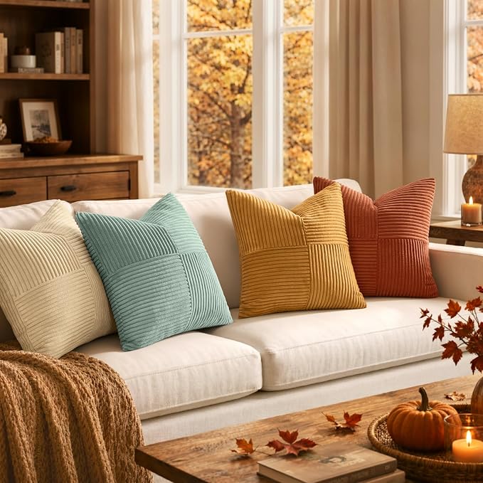 MIULEE Fall Teal-Orange Decorative Throw Pillow Covers 20x20 Inch Set of 4 Boho - Image 2