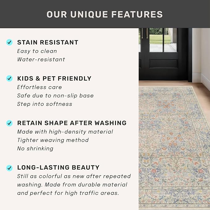 Washable Dining Room Rugs, 7x9 Area Rug - Image 8