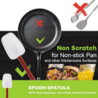 Silicone Rubber Spatula and Spoon Set of 3, High Heat, Commercial Use (3 x 9.5 Inches)