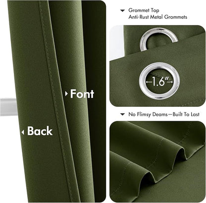 MIULEE Blackout Curtains for Bedroom 2 Panels 40 x 63 Inch Long Olive Green | - Image 4