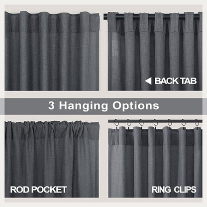 Dark Gray Curtains 108 Inches Long 2 Panels Set - Image 5
