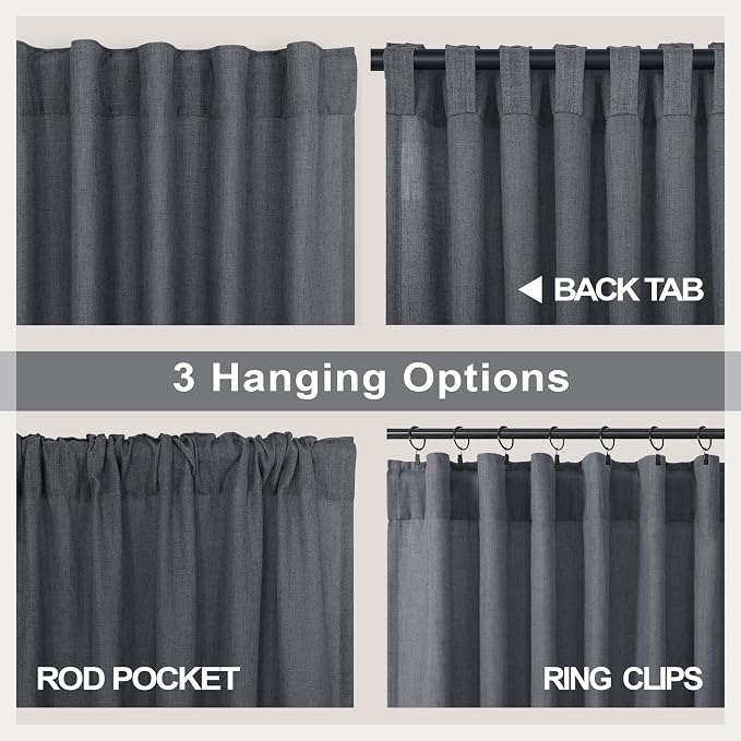 Dark Grey Curtains 84 Inch Length 2 Panels Set - Image 5