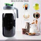 Cold Brew Coffee Maker 64 Oz Mason Jar Iced Tea Pitcher With Strainer 2 Set Half Gallon Glass Pitcher With Spout Lid 2 Quar Water Jug For Fridge Beverage, Sun Tea, Hot Cold Brew, Lemonade, Juice