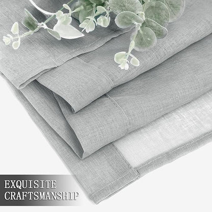 Tollpiz Sheer Curtain Linen Textured Bedroom Curtains Sheer Light Filtering Rod - Image 7