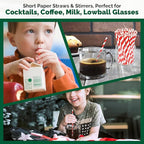 [500 Counts] Chunspak 5.75 inch Disposable Red White Striped Small Paper Straws for Cocktail, Coffee and Short Drinks - Eco-friendly