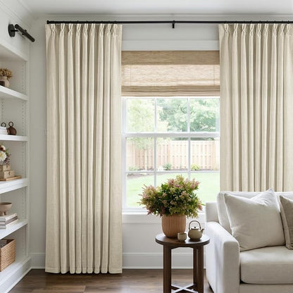 60 Inch Width 102 Inches Long Linen Pinch Pleat Curtains 1 Panel | Light by Twodrapes
