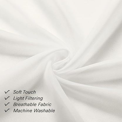 14 Inch Ivory Sheer Curtains Valance 2 Pieces, Cafe Kitchen Curtain - Image 5