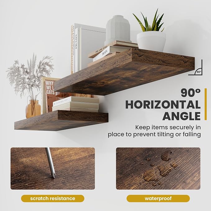Acovy 24 Inch Floating Shelves, 9.3" Deep Floating Shelf Wall Mounted, Rustic - Image 7