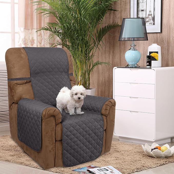 U-NICE HOME Reversible 23''Recliner Small Chair Cover, Dark Grey/Light Grey | - Image 2
