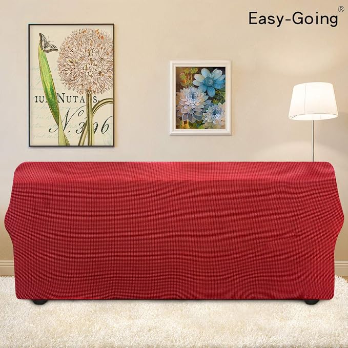 Easy-Going Stretch 4 Seater Oversized Sofa Couch Cover Christmas Red | 1-Piece - Image 3