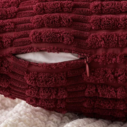 MIULEE Corduroy Decorative Throw Pillow Covers 18x18 Burgundy Pack of 2 | Soft - Image 5