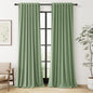 Light Sage 100% Blackout Linen Curtains 90 Inch Length 2 Panels Set by Guken