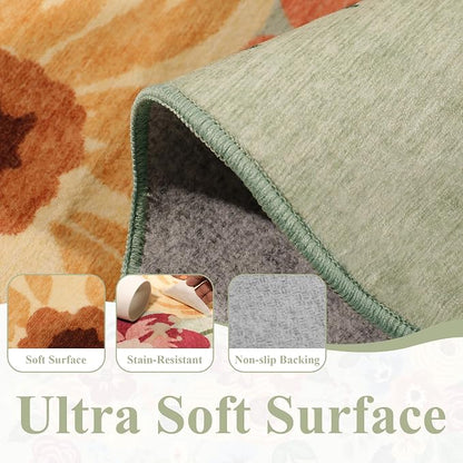 DUKINO 4x6 Area Rug, Non Slip Floral Washable Rug - Image 9