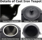 Japanese Tetsubin Tea Kettle Set with Cups, Cast Iron Teapot with Stainless Steel Infuser and Enameled Interior (900ml)