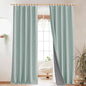 NICETOWN Seafoam Green Blackout Linen Curtains 95" Long, Rod Pocket Back Tab by NICETOWN