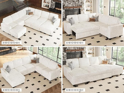 Belffin Corduroy Fabric Loveseat Module - Image 6