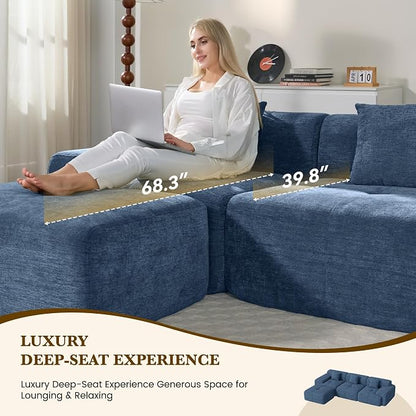 158" U Shaped Convertible Modular Couch, Cloud Couch Sectional - Image 6