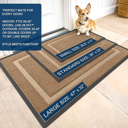 OLANLY Front Door Mat Outside 47x32, All-Season Heavy-Duty Rubber Doormat | - Image 2