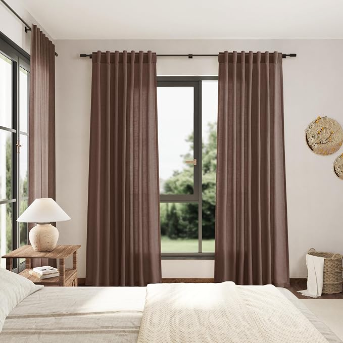 Mocha Mousse Curtains 84 Inch Length 2 Panels Set Back Tab Rod Pocke tLinen - Image 7